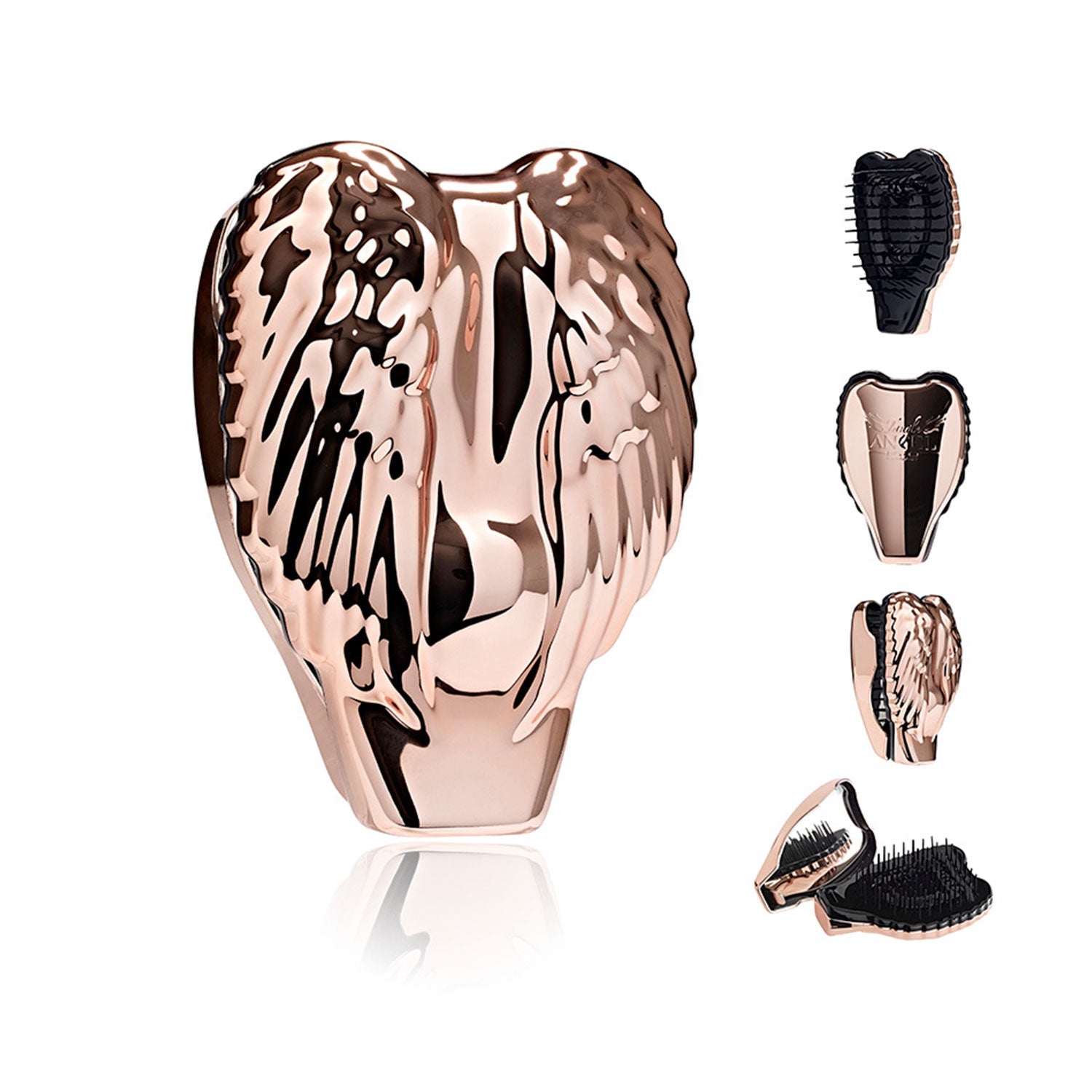 Pro Compact Hair Brush With Mirror - Rose Gold