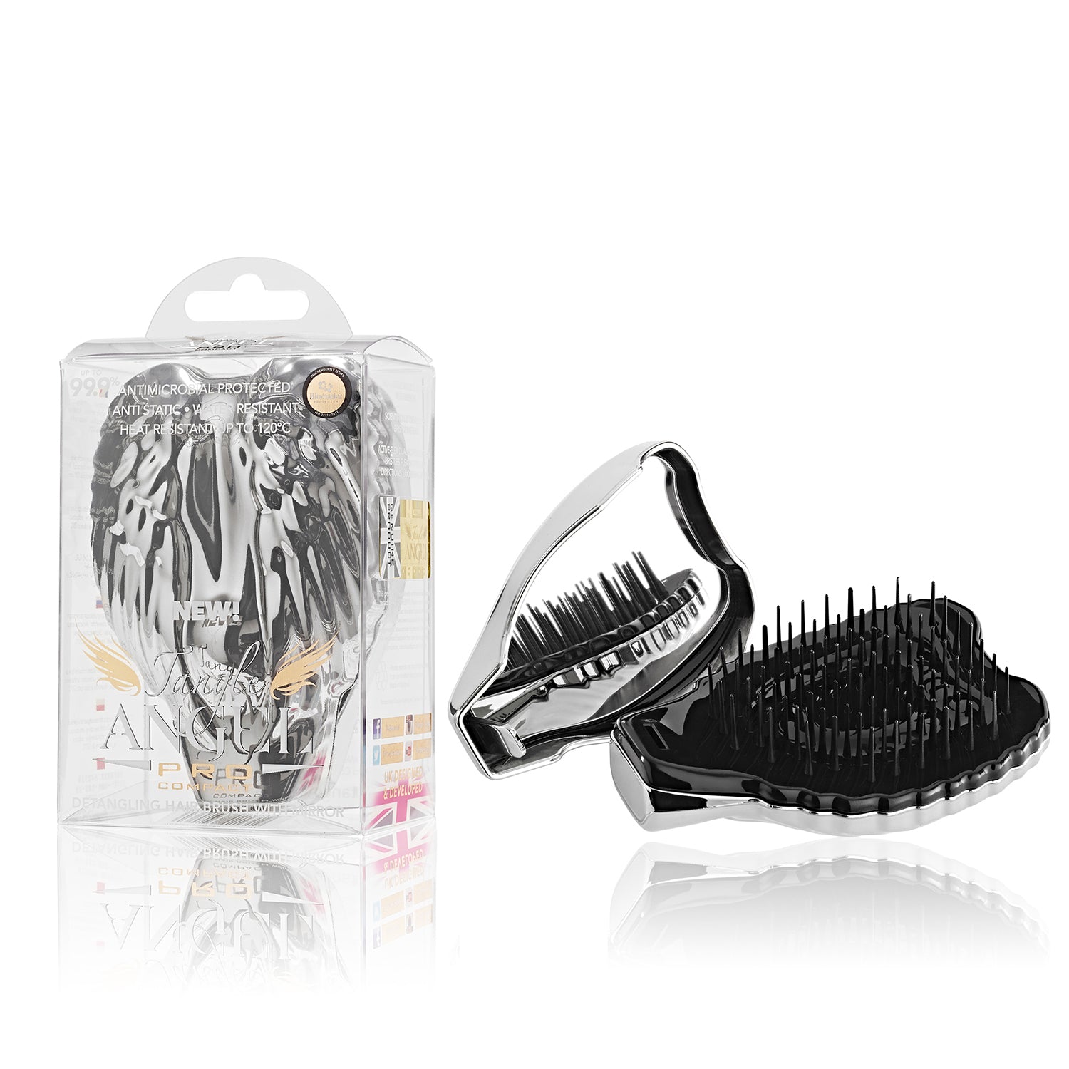 Pro Compact Hair Brush With Mirror - Titanium