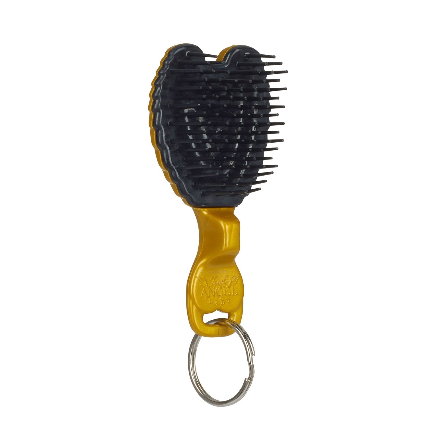 Mini Hair Brush Key Ring - Gold